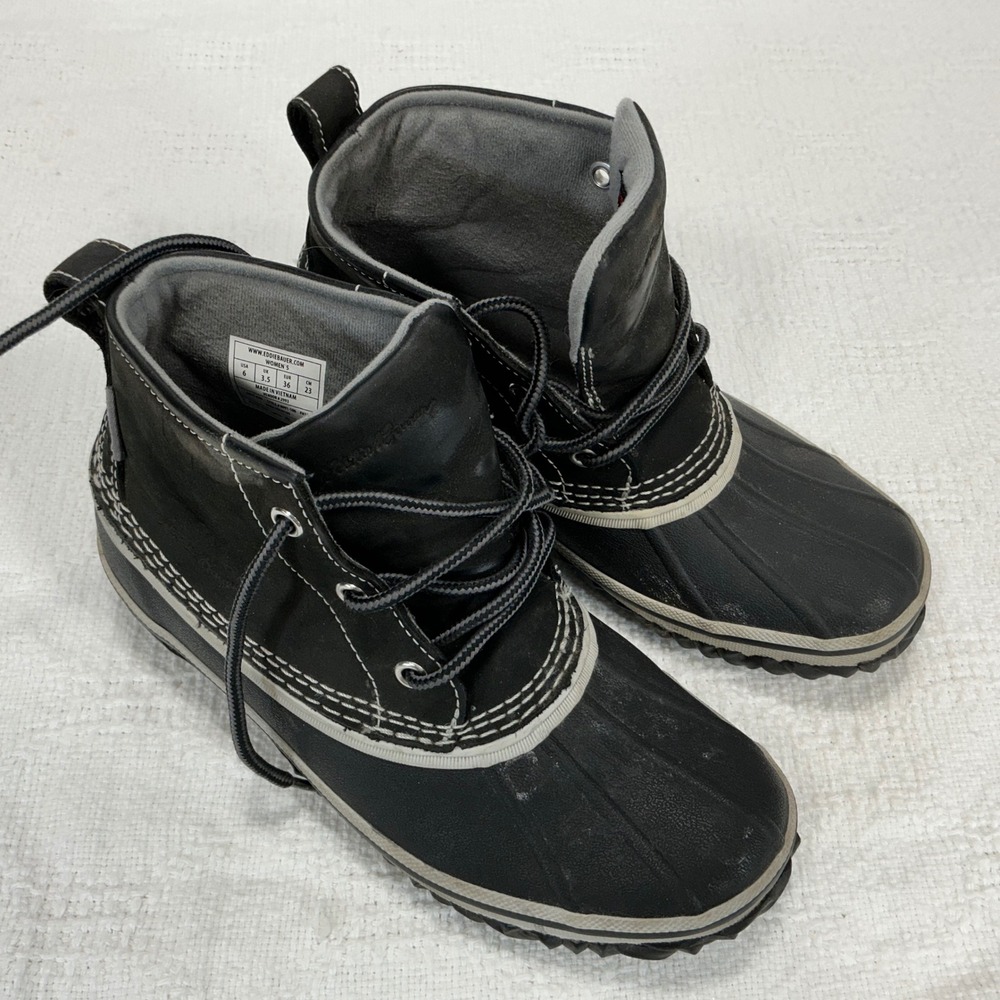 Eddie Bauer Women's Black Duck Boots Waterproof Winter Snow Size 6
